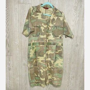 Vintage army para suit camouflage shorts jumper short sleeve romper